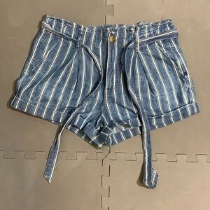 American Eagle Striped Paperbag Shorts